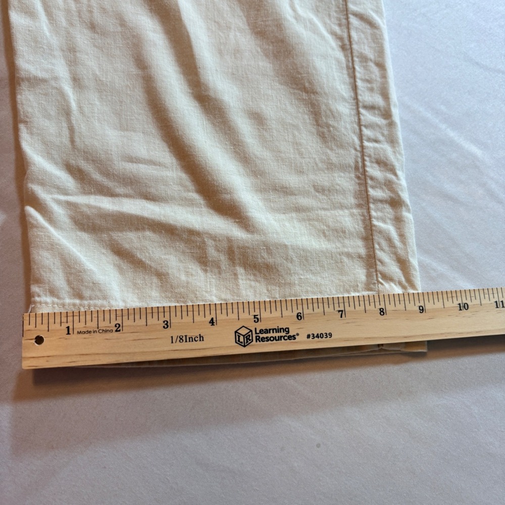 American Eagle Stovepipe Crop Pants Womens 2 Regular Beige Linen Blend Pleated - Picture 10 of 10